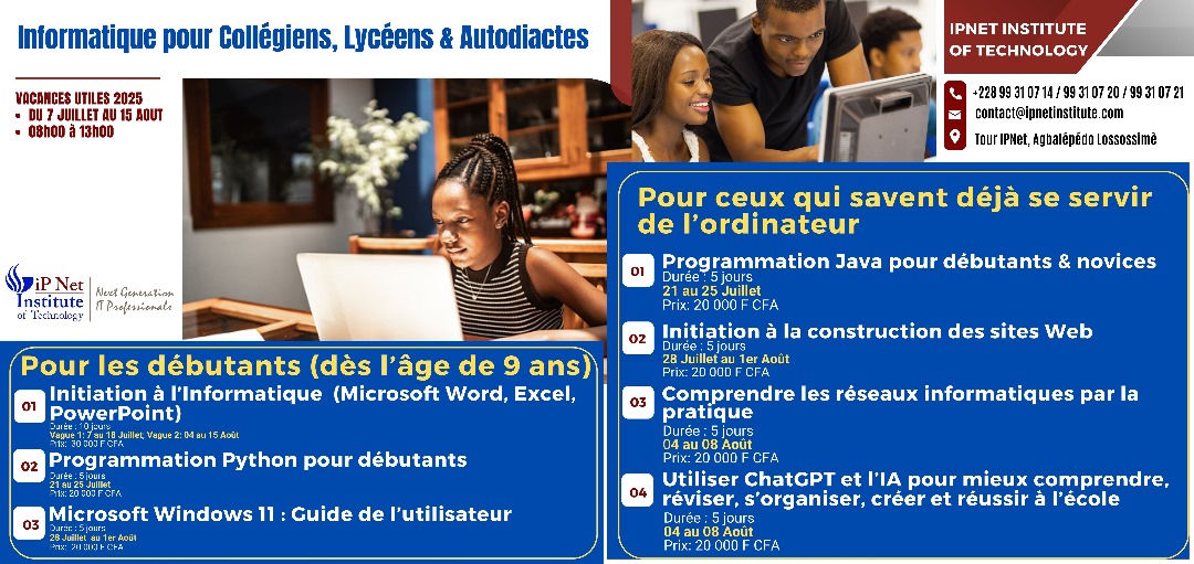 IPNet Institute of Technology assure une formation en Programmation Python à 84 élèves du Lycée Scientifique Robert Mattle de Sotouboua